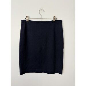 NWT St John Size 8 Santana Knit Pencil Skirt Navy Blue Wool Blend $395 Retail